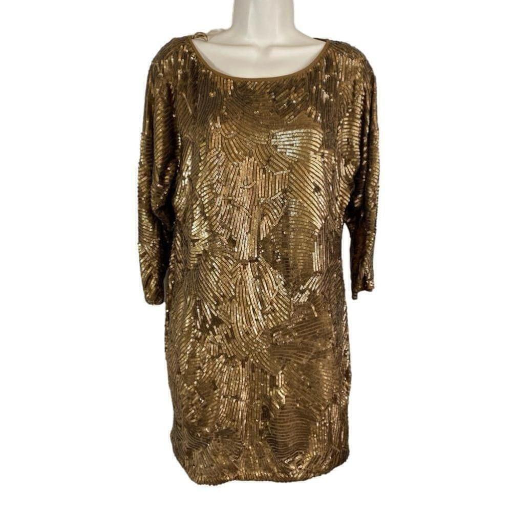 Trina Turk - Aura - Gold Sequin Sheath Dress - 4 - India - Picture 2 of 8